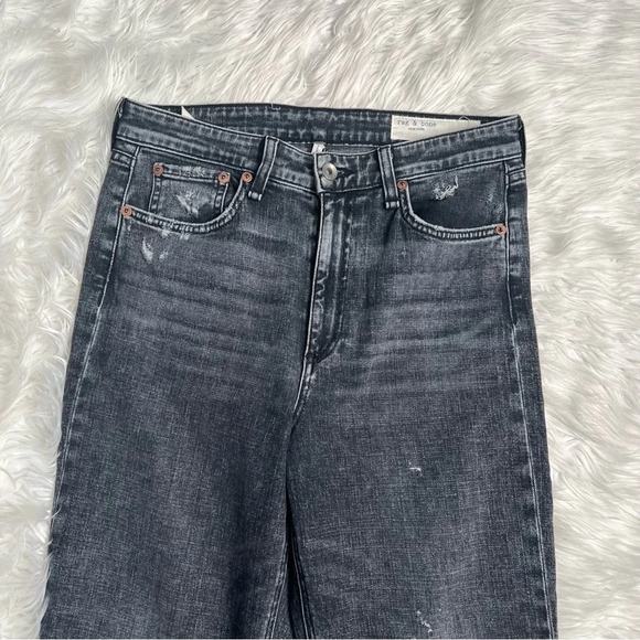 NWOT Rag & Bone Nina High Rise Ankle Cigarette Jean Abbots Grey Black Denim 29 - Picture 4 of 11